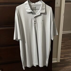 Callaway Men's Striped Polo Shirt in Light Gray